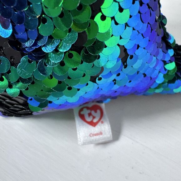 Beanie Boos Crunch The Dinosaur Flip Sequins Purple/Green/Black Sparkly Eyes 7" - Picture 6 of 7